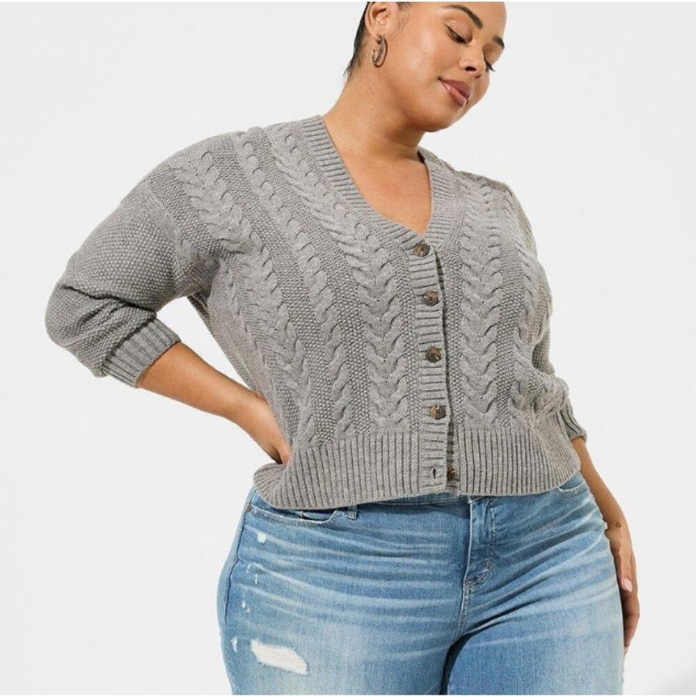 TORRID Grey Chunky Cable knit Cardigan Womans Plus 2X NWT casual comfort